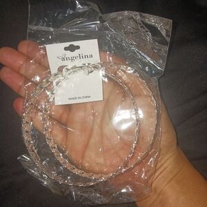 NEW Women fashion silver chain plastic big hoop earrings